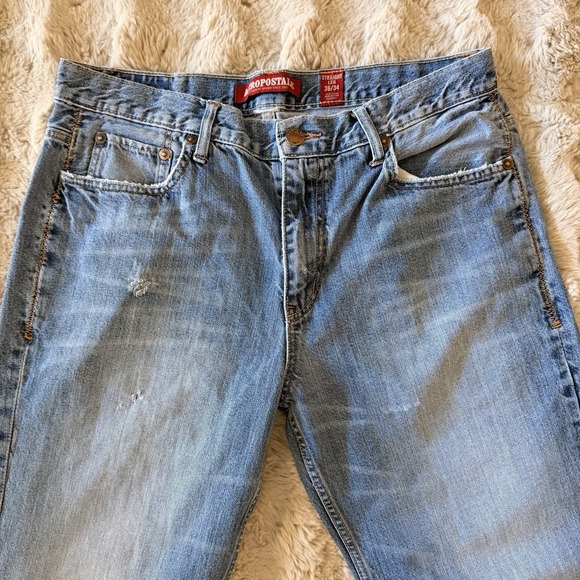 Aeropostale Men's Straight Leg Jeans Light Wash Denim 100% Cotton Size 36x34 - Picture 2 of 14